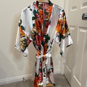 Floral Satin “Bride” Kimono Robe